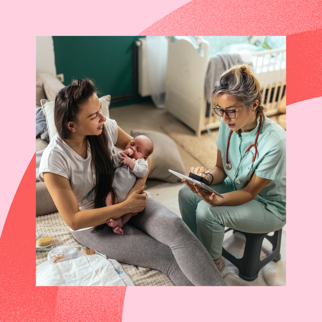 A woman and a health visitor