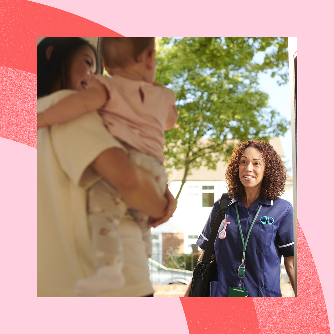 A health visitor visiting a new mother